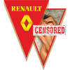 Вымпел треугольный RENAULT с девушкой фон красный буквы желт. (260х200) цветной  (уп.1шт) SKYWAY